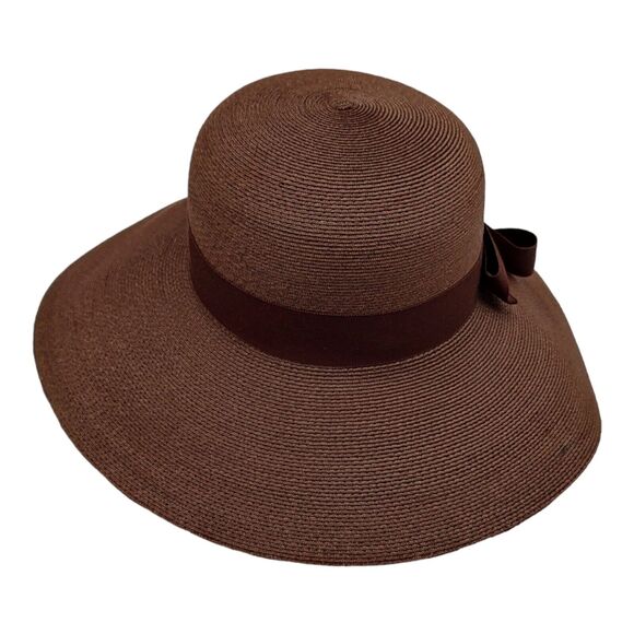 Vintage Union Made Harzfeld's Kansas City Brown Summer Straw Hat Vacation Church - Picture 9 of 16